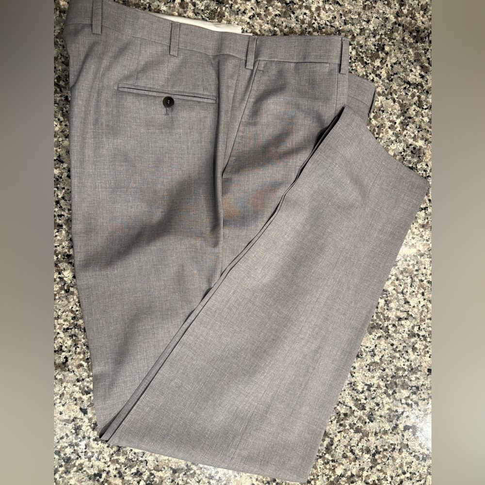 Isaia Napoli Light Gray Tailored Trousers 39x33 Flat Front Slim Made in Italy